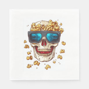 Scary Popcorn Skull � Funny Horror Movie Skeleton Napkin