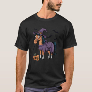 Scary Pumpkin Bat Witch Horse Halloween T-Shirt