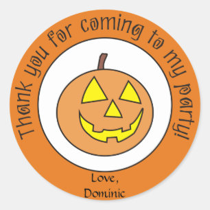 Scary Pumpkin Custom Halloween Party Stickers