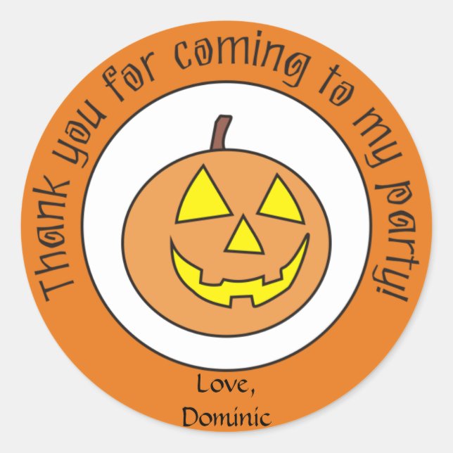 Scary Pumpkin Custom Halloween Party Stickers (Front)