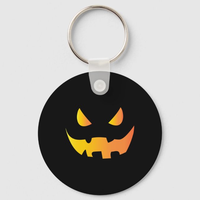 Scary Pumpkin Face For Halloween  Key Ring (Front)