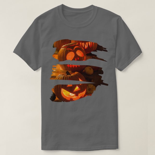 Scary pumpkin faces  Scary jack o lantern Spooky H T-Shirt (Design Front)