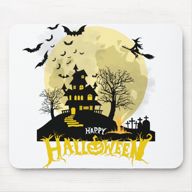 Scary Pumpkin Halloween Art | Spooky Fun Mouse Pad (Front)