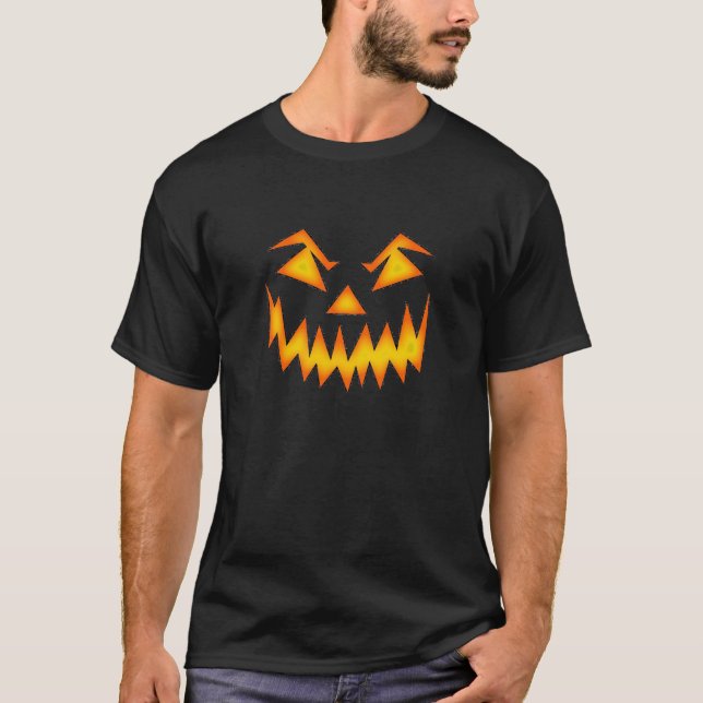 Scary Pumpkin Halloween Face T-Shirt (Front)