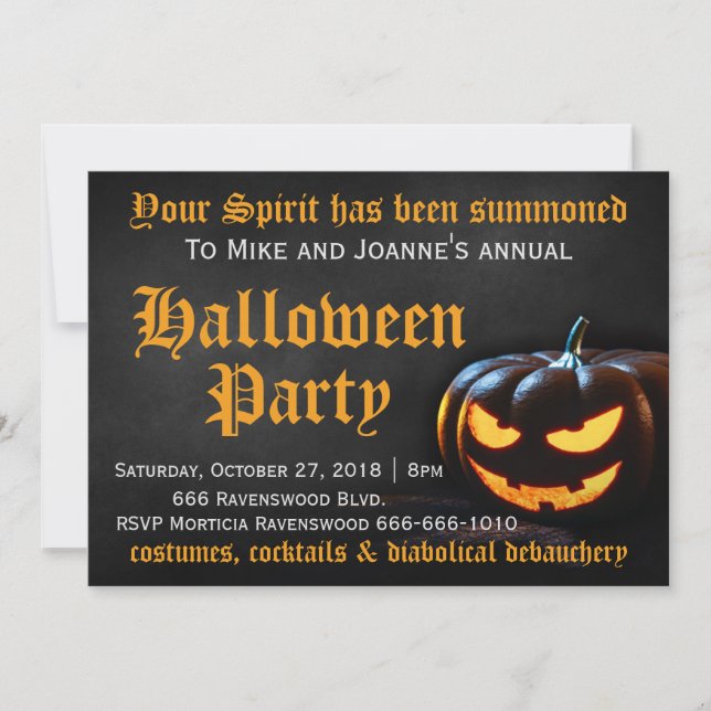 Scary Pumpkin Halloween Party Invitation (Front)