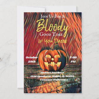 Scary Pumpkin Halloween Party Invitation