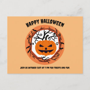 Scary Pumpkin Halloween Postcard 