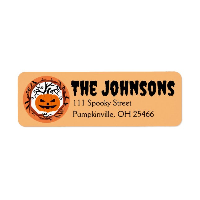 Scary Pumpkin Halloween Return Address Labels (Front)