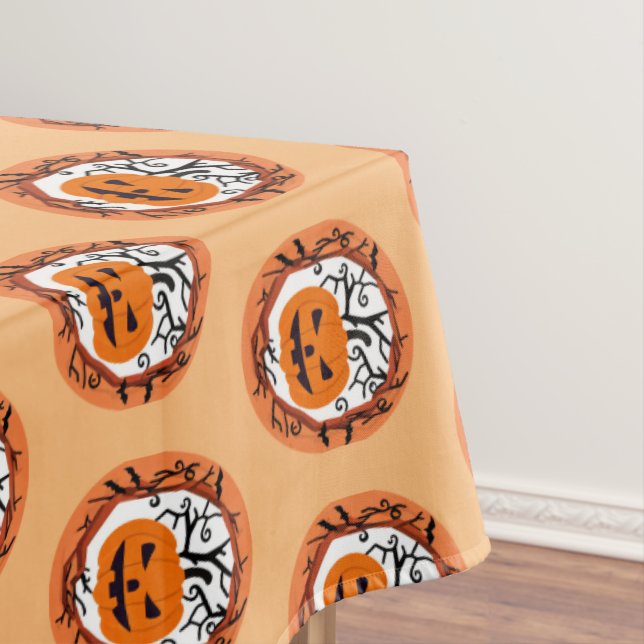 Scary Pumpkin Halloween Tablecloth Home Decor (In Situ)