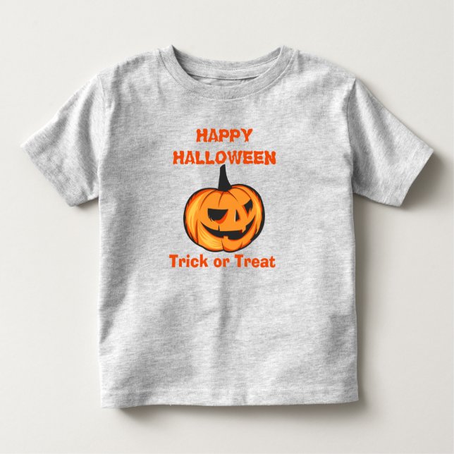 Scary Pumpkin Happy Halloween Toddler T-Shirt (Front)