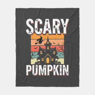 Scary Pumpkin Haunted House Halloween Design_1 Fleece Blanket