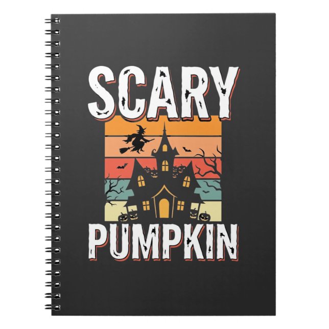 Scary Pumpkin Haunted House Halloween Design_1 Notebook (Front)