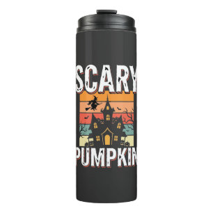 Scary Pumpkin Haunted House Halloween Design_1 Thermal Tumbler