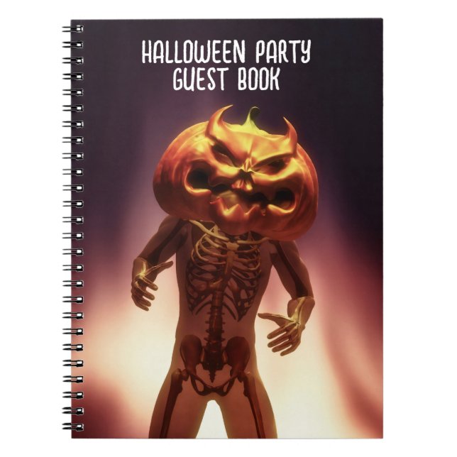 Scary pumpkin head. Halloween Party Notebook (Front)