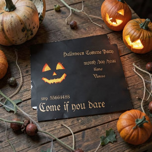 scary pumpkin in the dark - Halloween Foil Invitation Postcard