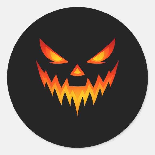 Scary Pumpkin Jack O Lantern Face Halloween Costum Classic Round Sticker (Front)