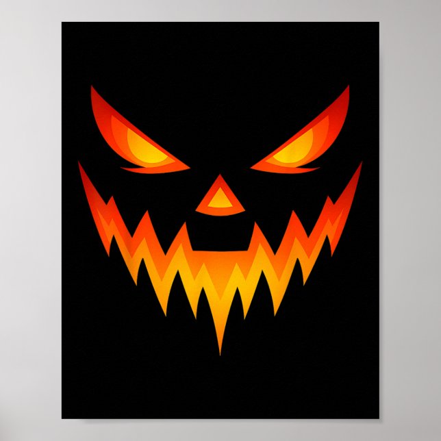Scary Pumpkin Jack O Lantern Face Halloween Costum Poster (Front)