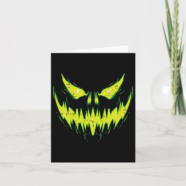 Scary Pumpkin Jack O Lantern Face Halloween Men Bo Card (Front)