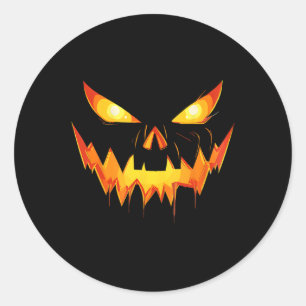 Scary Pumpkin Jack O Lantern Face Halloween Men Bo Classic Round Sticker