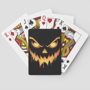 Scary Pumpkin Jack O Lantern Face Halloween Playing Cards