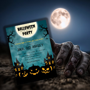 Scary Pumpkin Night Adult Halloween Costume Party Invitation