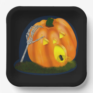 Scary Pumpkin Paper Plate