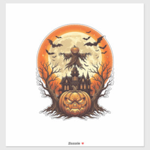 Scary Pumpkin Scarecrow Haunted House Full Moon Ha