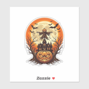 Scary Pumpkin Scarecrow Haunted House Full Moon Ha