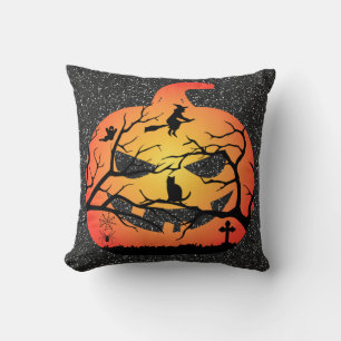 Scary Pumpkin Throw Pillow