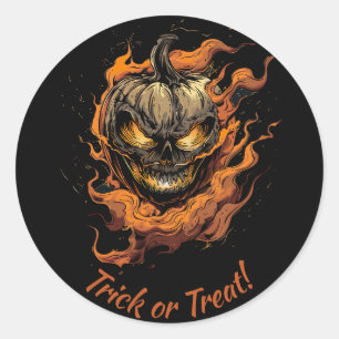 Scary Pumpkinhead Trick or Treat Classic Round Sticker