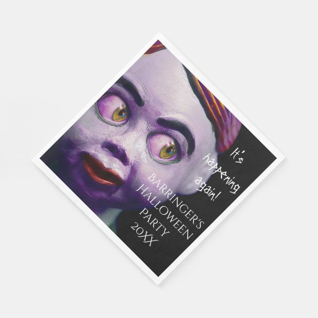 Scary Puppet Doll Creepy Halloween Napkin (Corner)