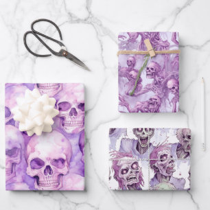 Scary Purple Halloween Goules Wrapping Paper Sheet
