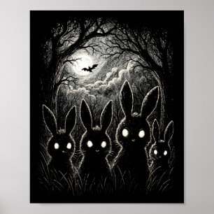 Scary Rabbit Eyes Forest Creepy Halloween Costume Poster
