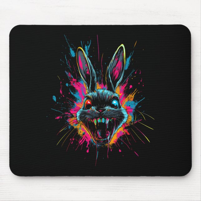 Scary Rabbit Halloween Horror Easter Day Bunny Mouse Pad (Front)