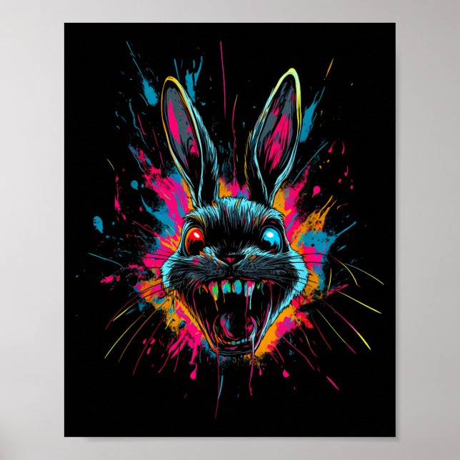 Scary Rabbit Halloween Horror Easter Day Bunny Poster (Front)