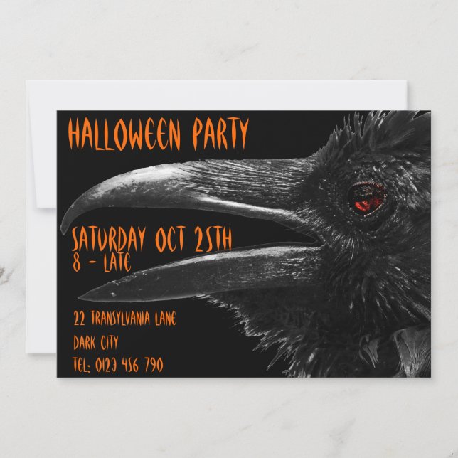 scary raven halloween invitation (Front)