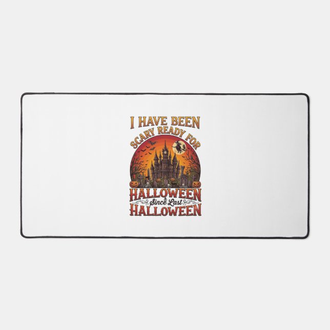 Scary Ready Halloween Haunted Castle Witch Pumpkin Desk Mat (Front)