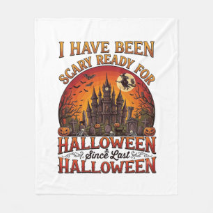 Scary Ready Halloween Haunted Castle Witch Pumpkin Fleece Blanket