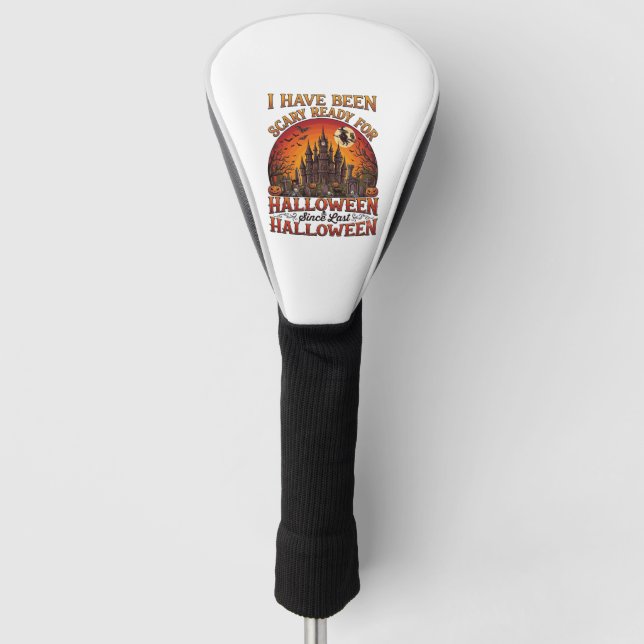 Scary Ready Halloween Haunted Castle Witch Pumpkin Golf Head Cover (Front)