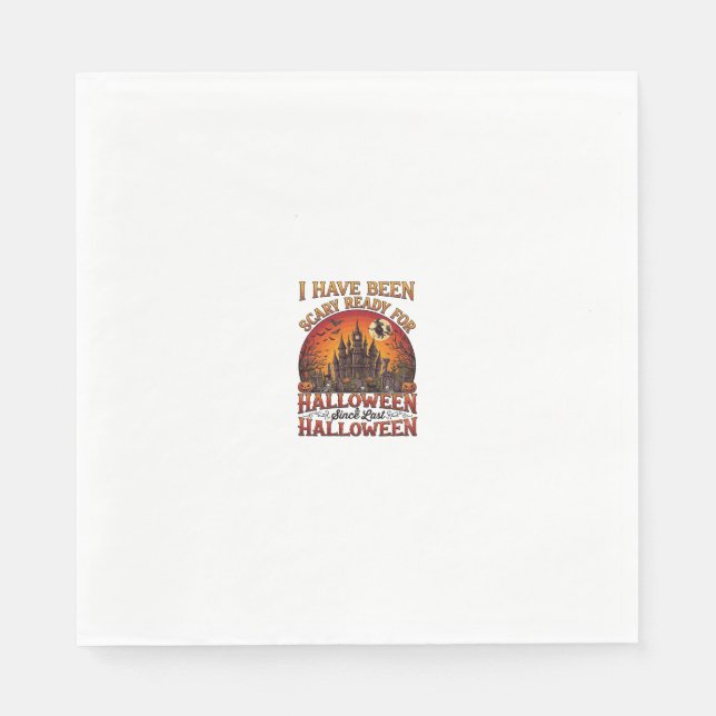 Scary Ready Halloween Haunted Castle Witch Pumpkin Napkin (Front)