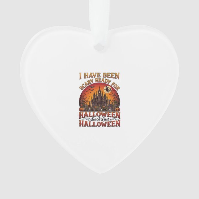 Scary Ready Halloween Haunted Castle Witch Pumpkin Ornament (Front)