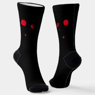 Scary red blood spooky black Halloween Socks
