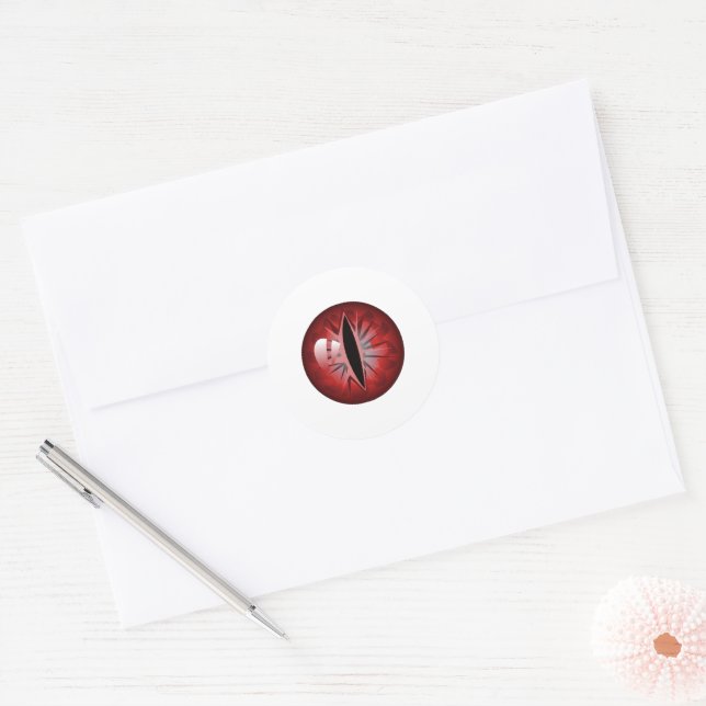 Scary Red Eyeball Classic Round Sticker (Envelope)