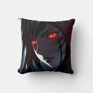 Scary Red Eyes Anime Girl Cushion