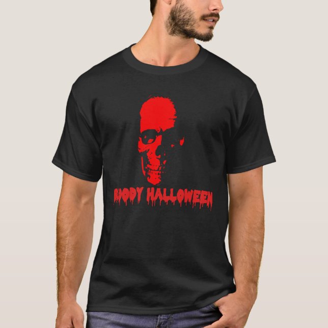 Scary Red Skull Halloween Shirt (Front)