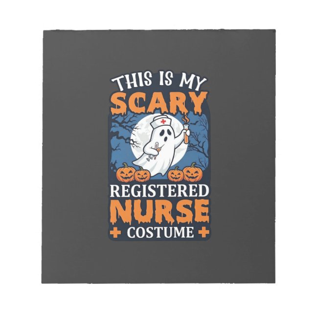 Scary Registered Nurse Costume Ghost Pumpkins Hall Notepad (Front)