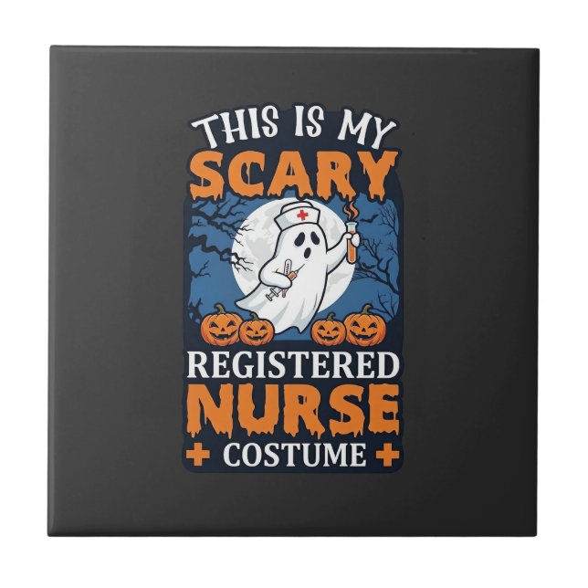 Scary Registered Nurse Costume Ghost Pumpkins Hall Tile (Front)