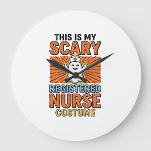 Scary Registered Nurse Costume Halloween Design_1 Large Clock