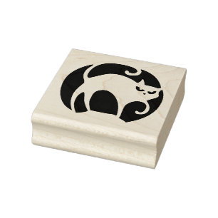 Scary Retro Halloween Cat Rubber Art Stamp