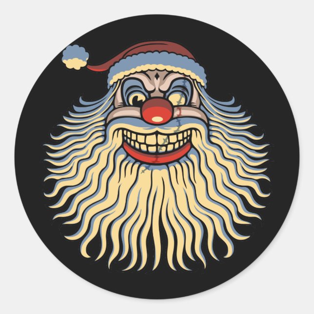 Scary Santa Clown Classic Round Sticker (Front)
